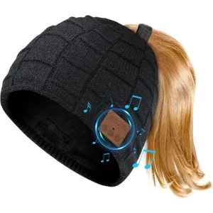 TOUCH TWO® Bluetooth Beanie for Women with Ponytail Hole with Built in Microphone