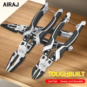 AIRAJ 3pc set. 8 inch Multi functional diagonal pliers, 9 inch pointed nose pliers, electrician pliers